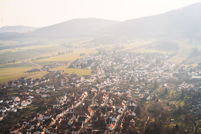 Ausblick vom Schreckenbergturm Richtung Westen