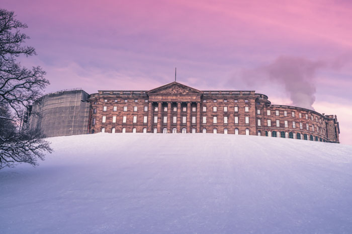 Schloss Wilhelmshöhe an einem kalten Wintertag