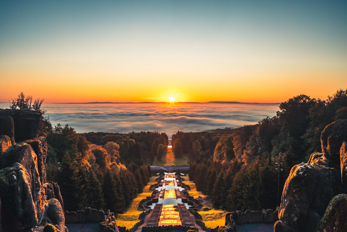 Blick über die Kaskaden bei bester Inversionswetterlage