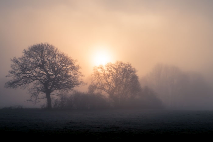 Diffuses Licht der aufgehenden Sonne im Saharastaub